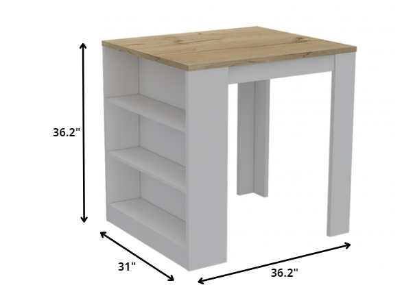 Stylish White and Pine Kitchen Counter and Dining Table Combination By Homeroots | Kitchen Carts | Modishstore - 4