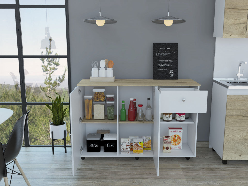 Sleek and Modern White Pine Kitchen Island Cart By Homeroots | Kitchen Carts | Modishstore