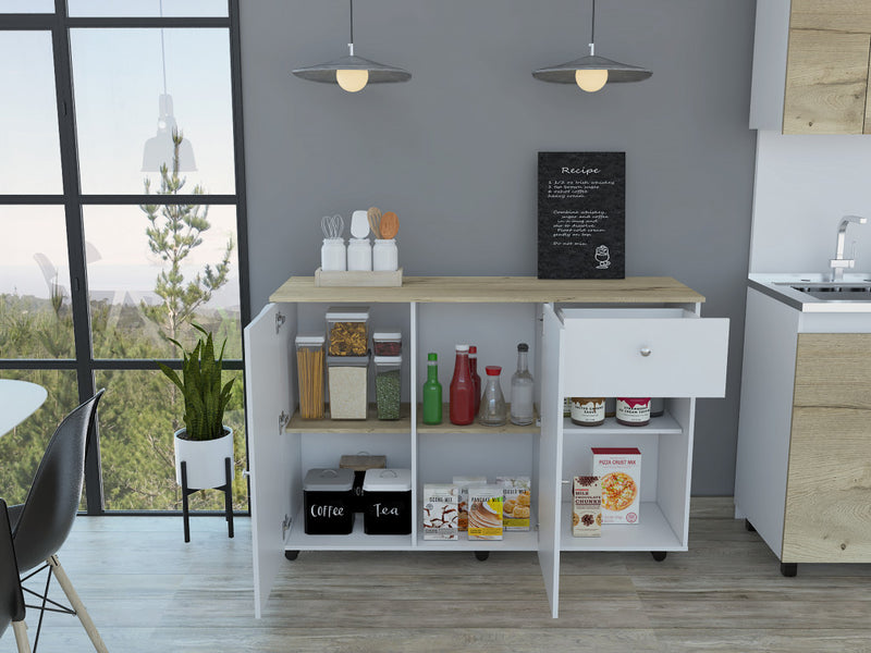 Sleek and Modern White Pine Kitchen Island Cart By Homeroots | Kitchen Carts | Modishstore