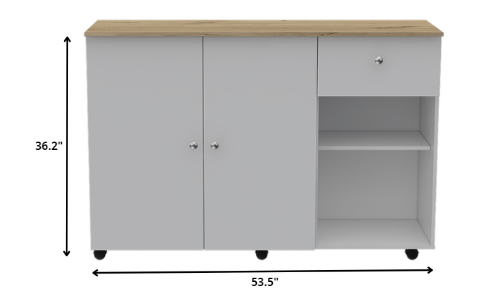 Sleek and Modern White Pine Kitchen Island Cart By Homeroots | Kitchen Carts | Modishstore - 5