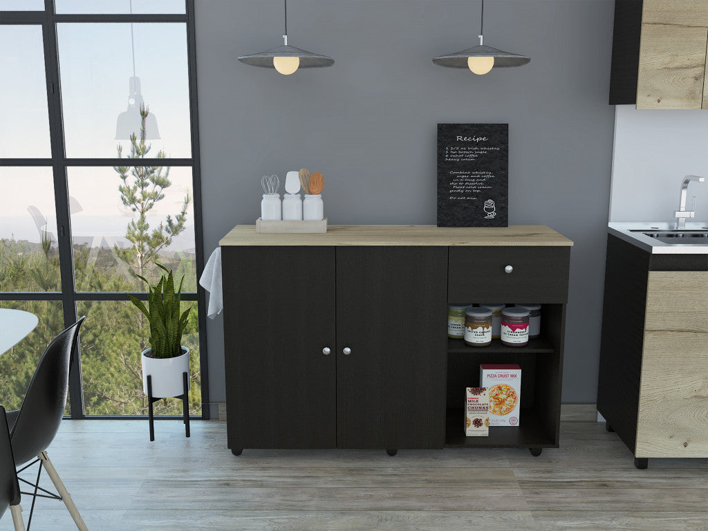 Sleek and Modern Black Wengue Kitchen Island Cart By Homeroots | Kitchen Carts | Modishstore