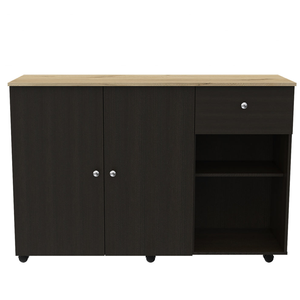 Sleek and Modern Black Wengue Kitchen Island Cart By Homeroots | Kitchen Carts | Modishstore - 2