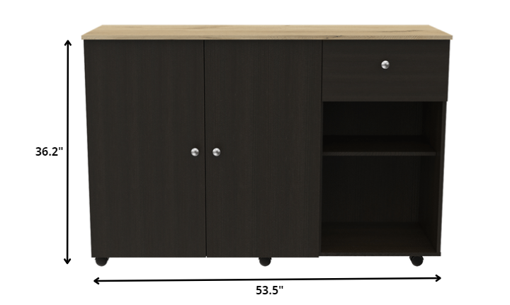 Sleek and Modern Black Wengue Kitchen Island Cart By Homeroots | Kitchen Carts | Modishstore - 4