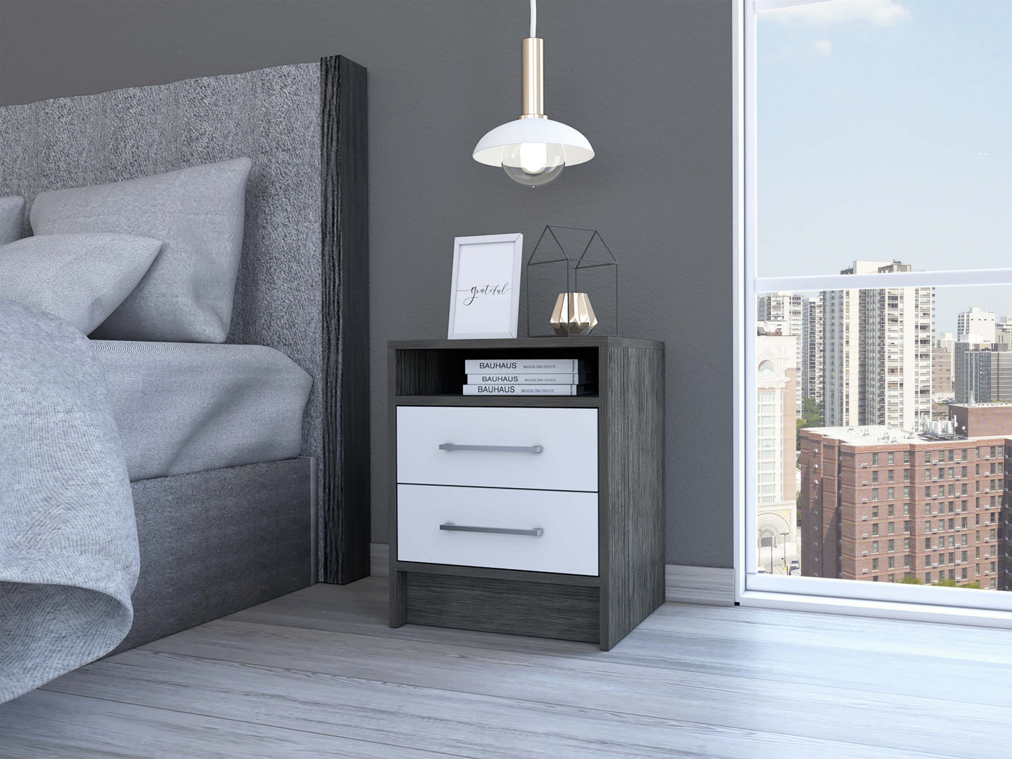 Sophisticated and Stylish Light Grey Nightstand By Homeroots | Nightstands | Modishstore - 9