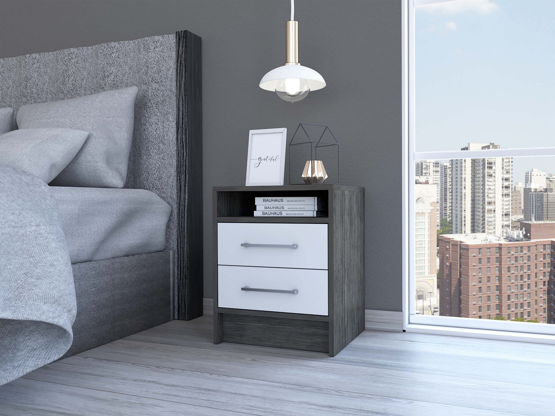 Sophisticated and Stylish Light Grey Nightstand By Homeroots | Nightstands | Modishstore - 9
