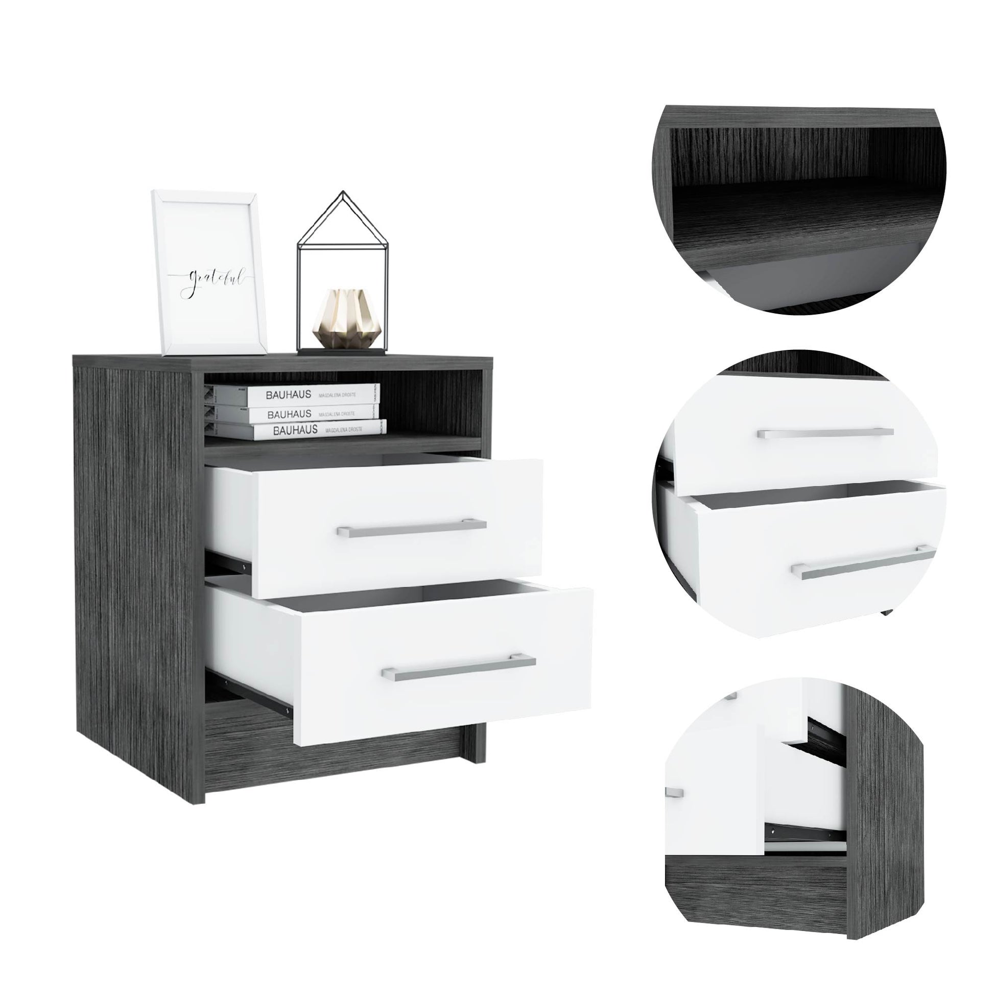 Sophisticated and Stylish Light Grey Nightstand By Homeroots | Nightstands | Modishstore - 11