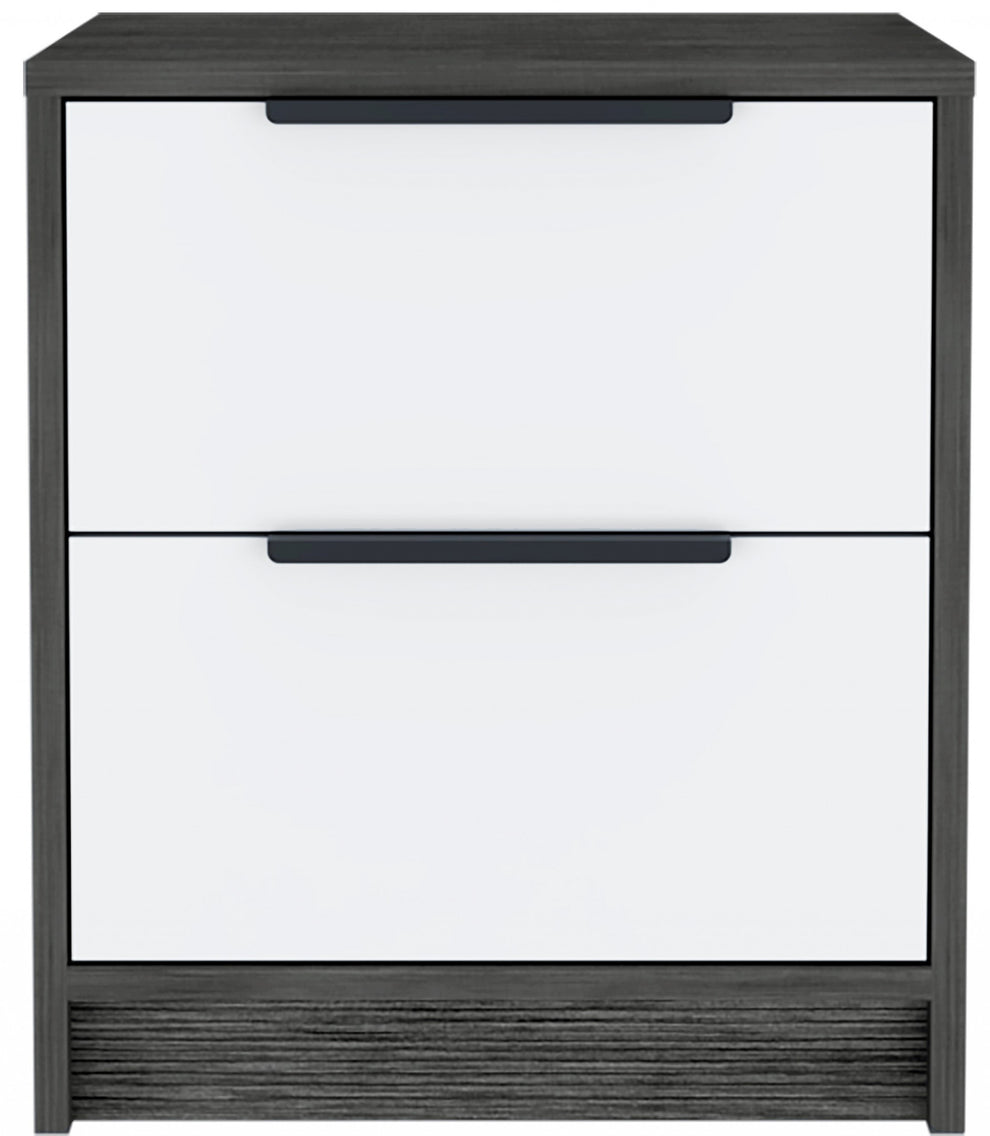 Stylish Smokey Oak and White Two Drawer Nightstand By Homeroots | Nightstands | Modishstore - 2