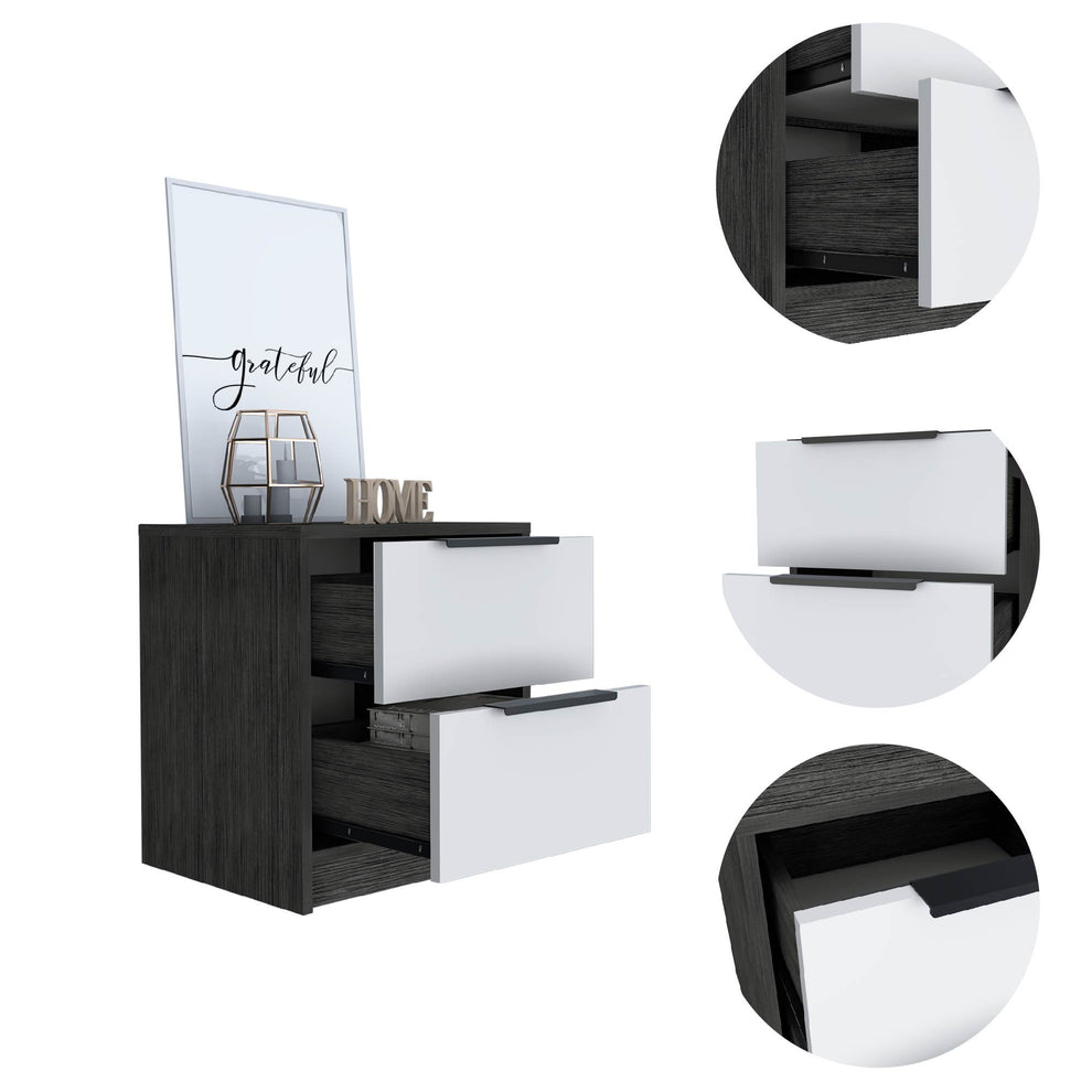 Stylish Smokey Oak and White Two Drawer Nightstand By Homeroots | Nightstands | Modishstore - 3