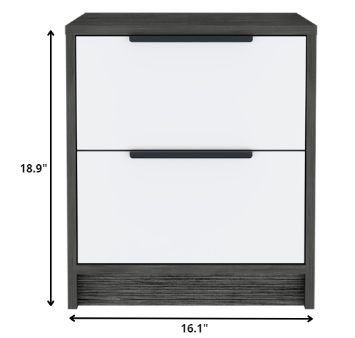 Stylish Smokey Oak and White Two Drawer Nightstand By Homeroots | Nightstands | Modishstore - 4