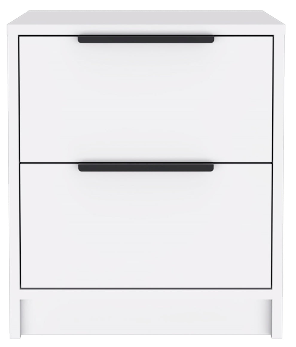 Stylish White Two Drawer Nightstand By Homeroots | Nightstands | Modishstore - 2
