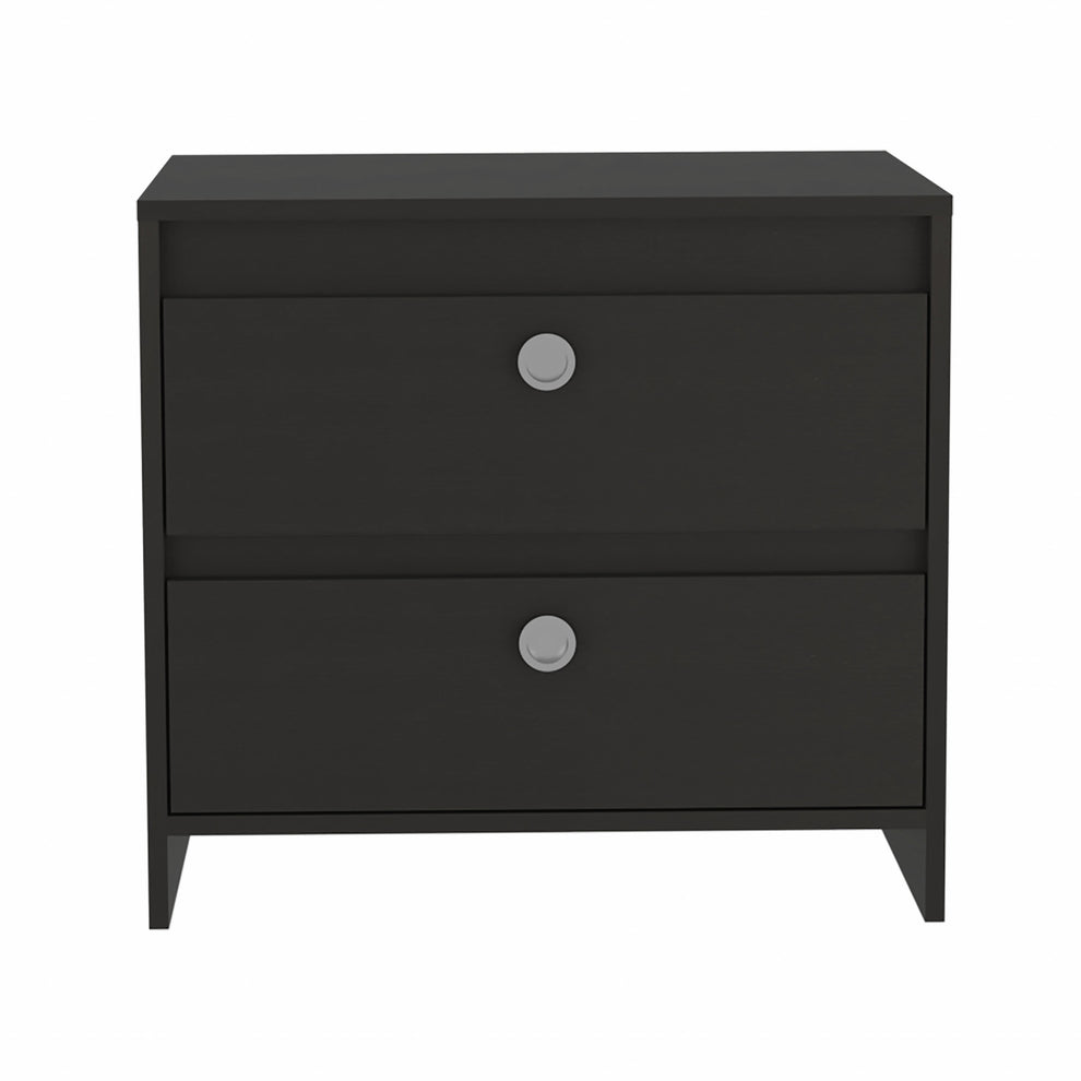 Modern and Minimalist White and Dark Brown Board Nightstand By Homeroots | Nightstands | Modishstore - 6