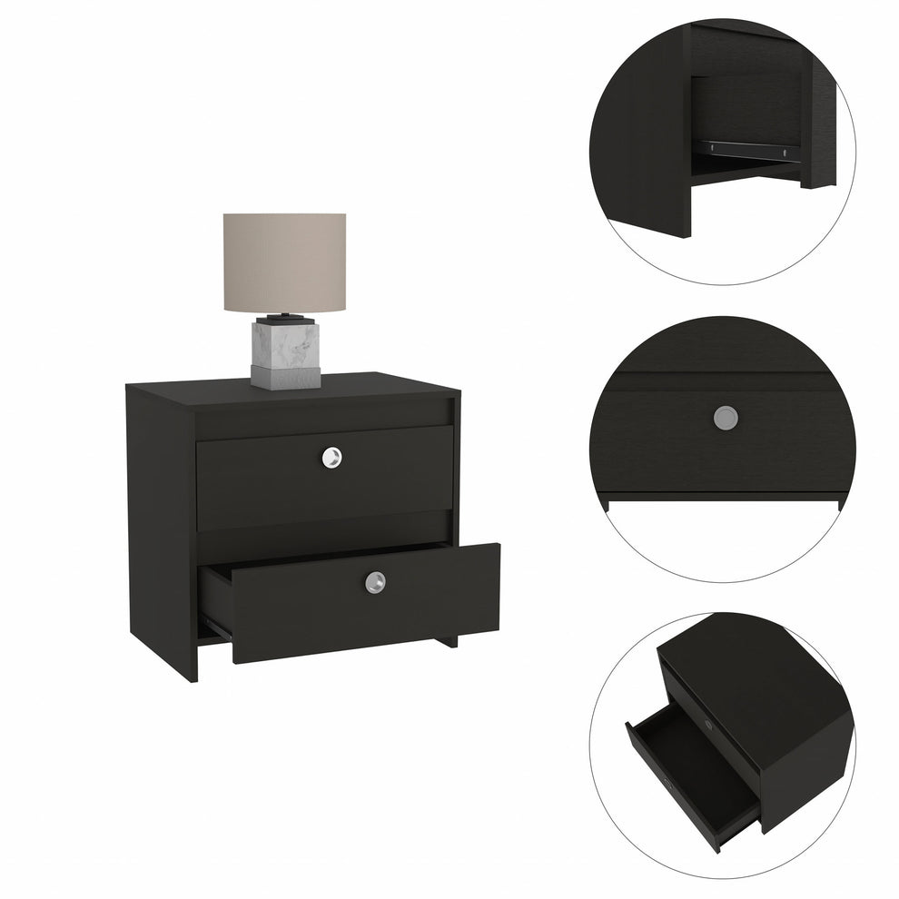 Modern and Minimalist White and Dark Brown Board Nightstand By Homeroots | Nightstands | Modishstore - 7