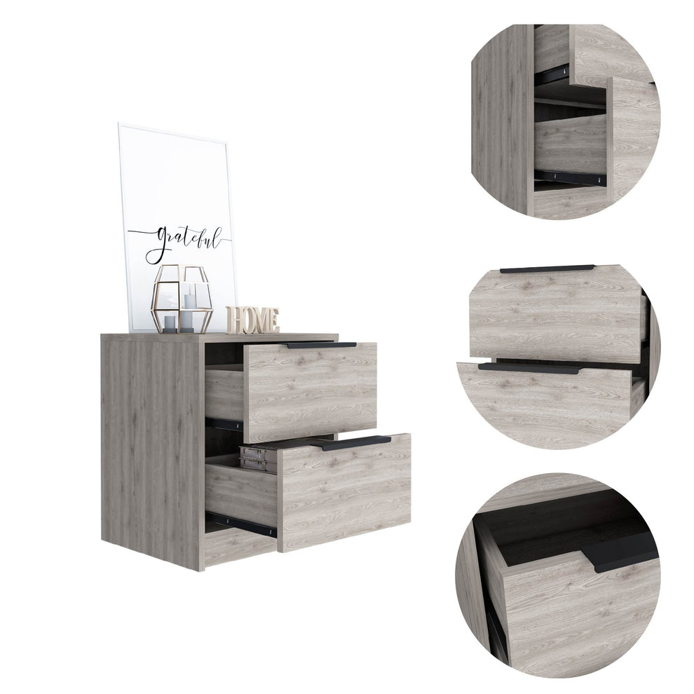 Stylish Black Wengue Two Drawer Nightstand By Homeroots | Nightstands | Modishstore - 3