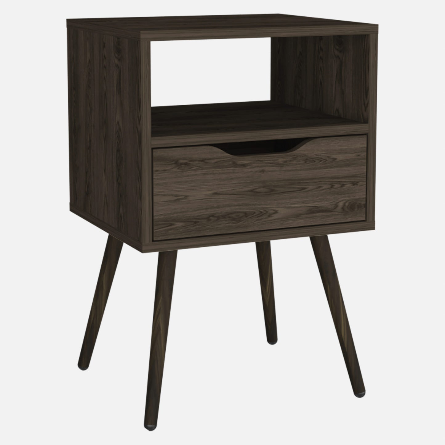 Modern Dark Walnut Bedroom Nightstand By Homeroots | Nightstands | Modishstore - 2