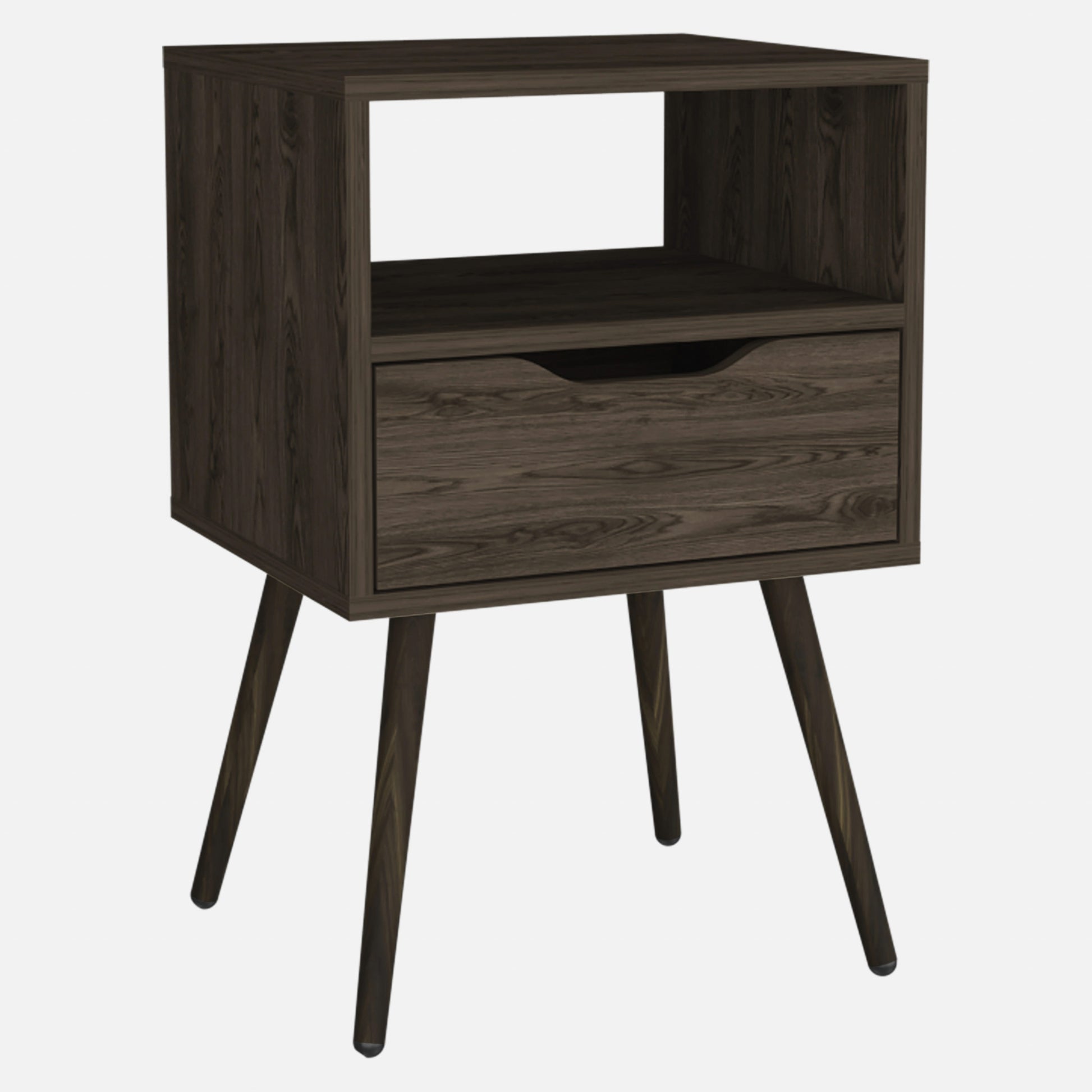 Modern Dark Walnut Bedroom Nightstand By Homeroots | Nightstands | Modishstore - 2