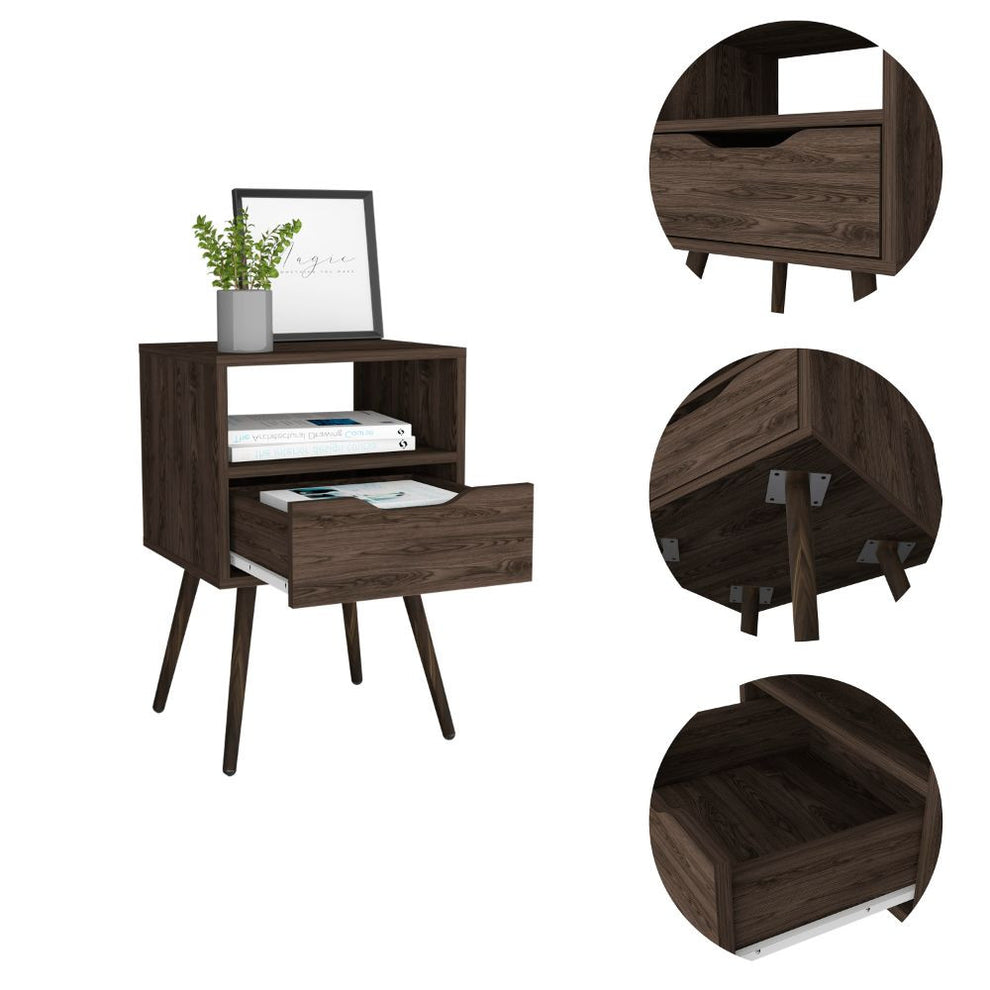 Modern Dark Walnut Bedroom Nightstand By Homeroots | Nightstands | Modishstore - 3