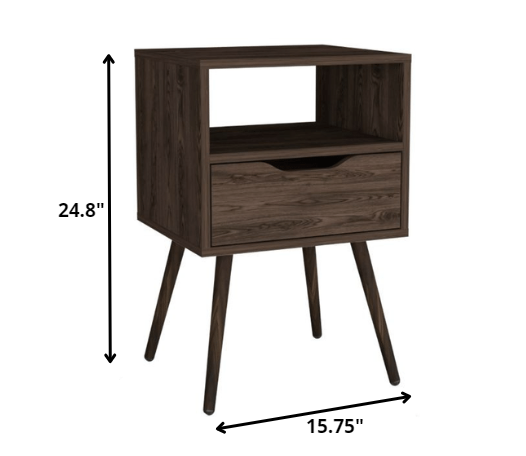 Modern Dark Walnut Bedroom Nightstand By Homeroots | Nightstands | Modishstore - 4