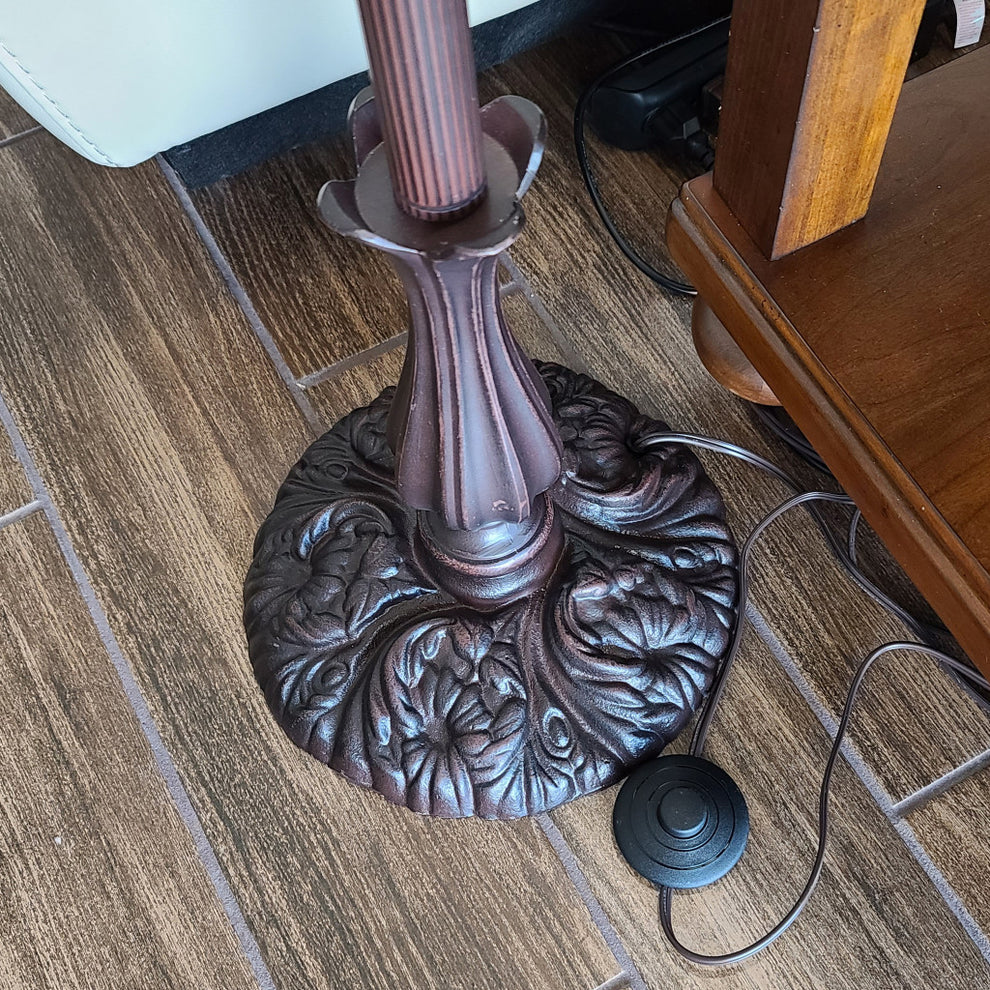 62" Brown Traditional Shaped Floor Lamp With White Tiffany Glass Bowl Shade By Homeroots | Floor Lamps | Modishstore - 8