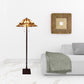 62" Brown Two Lights Traditional Shaped Floor Lamp With Brown And White Stained Glass Cone Shade By Homeroots | Floor Lamps | Modishstore