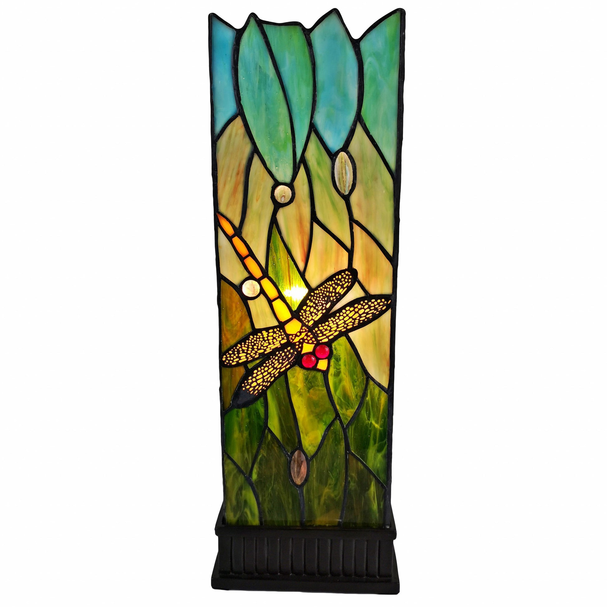 18" Tiffany Style Dragonfly Dark Brown Base Table Lamp By Homeroots | Table Lamps | Modishstore