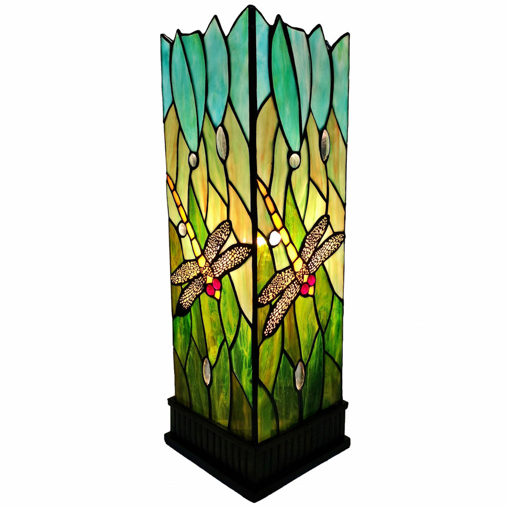 18" Tiffany Style Dragonfly Dark Brown Base Table Lamp By Homeroots | Table Lamps | Modishstore - 6