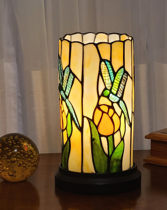 11" Tiffany Style Dragonfly Floral Accent Table Lamp By Homeroots | Table Lamps | Modishstore