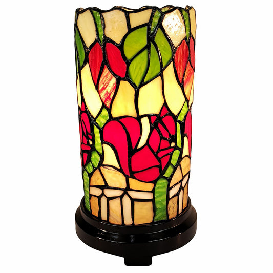 11" Tiffany Style Red Floral Accent Table Lamp By Homeroots | Table Lamps | Modishstore