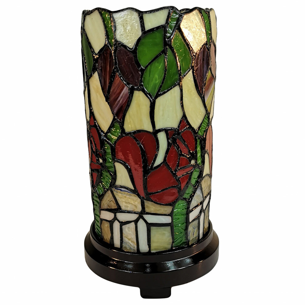 11" Tiffany Style Red Floral Accent Table Lamp By Homeroots | Table Lamps | Modishstore - 2