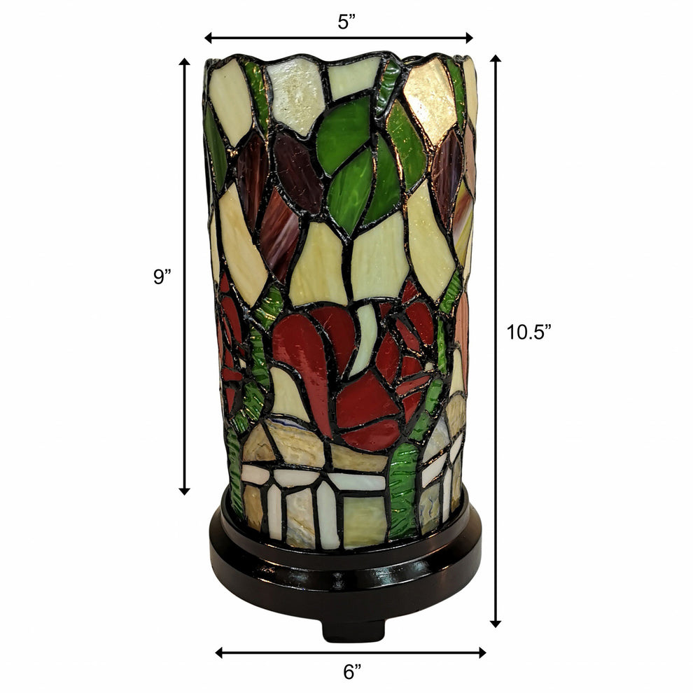 11" Tiffany Style Red Floral Accent Table Lamp By Homeroots | Table Lamps | Modishstore - 4