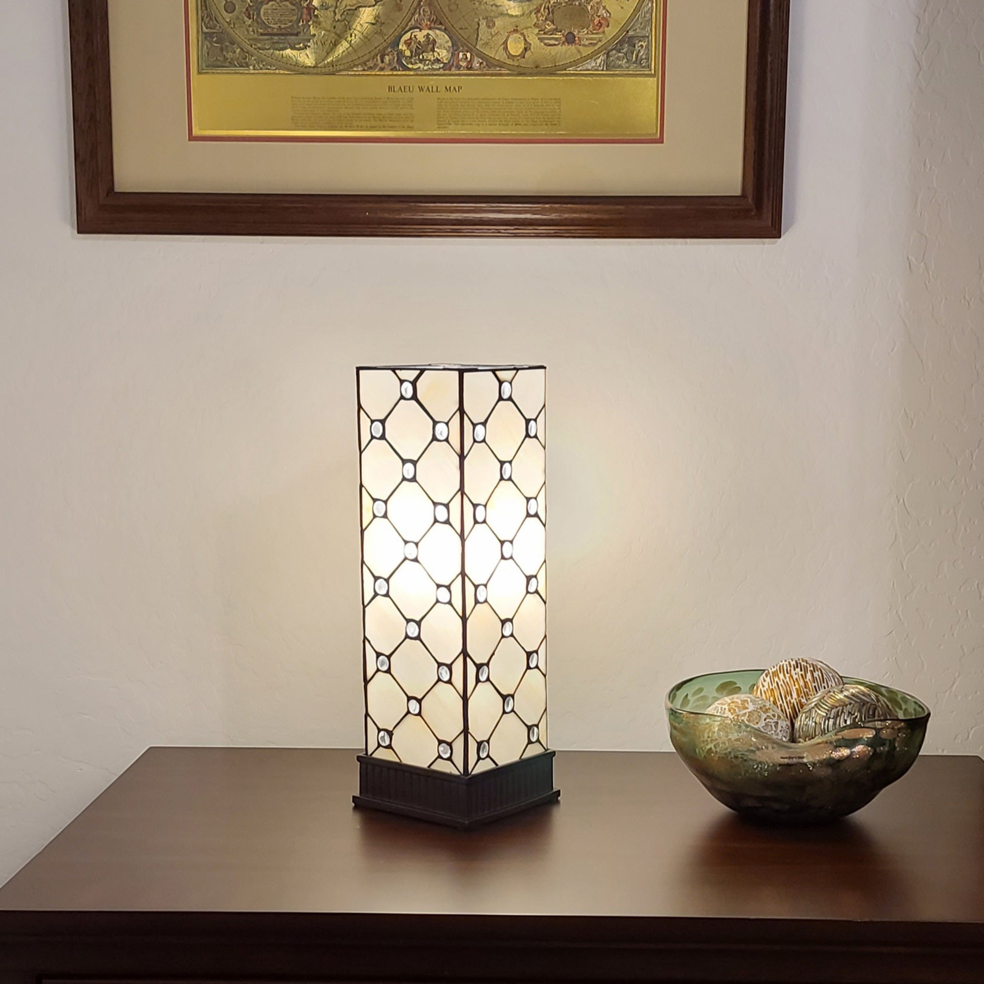 18" Tiffany Style Jeweled Dark Brown Base Table Lamp By Homeroots | Table Lamps | Modishstore - 2