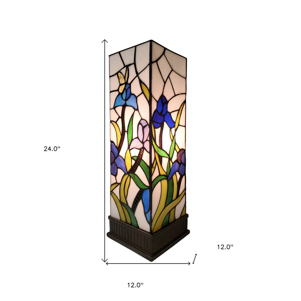 18" Tiffany Style Floral Dark Brown Base Table Lamp By Homeroots | Table Lamps | Modishstore - 7