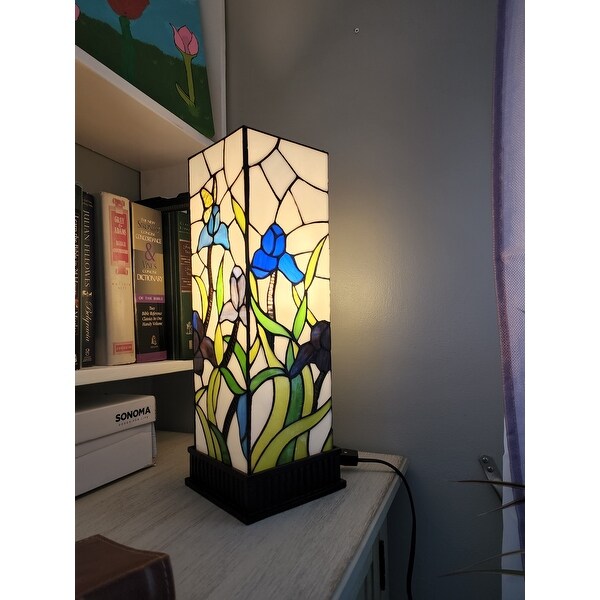 18" Tiffany Style Floral Dark Brown Base Table Lamp By Homeroots | Table Lamps | Modishstore