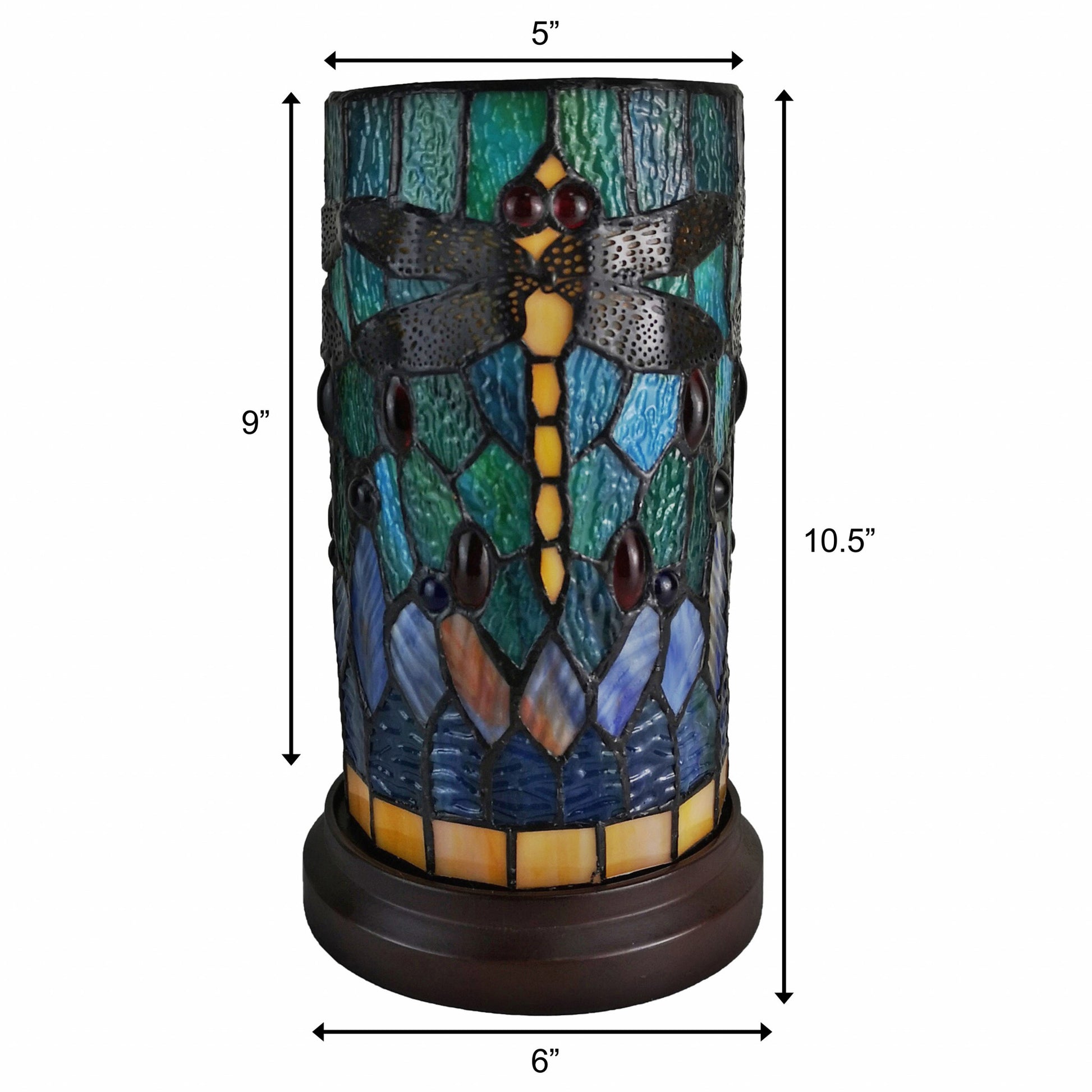 11" Tiffany Style Yellow Dragonfly Accent Table Lamp By Homeroots | Table Lamps | Modishstore - 3