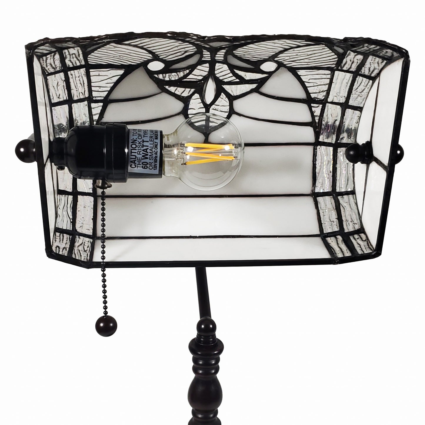 16" Tiffany Style White and Gray Banker Desk Lamp By Homeroots | Table Lamps | Modishstore - 7