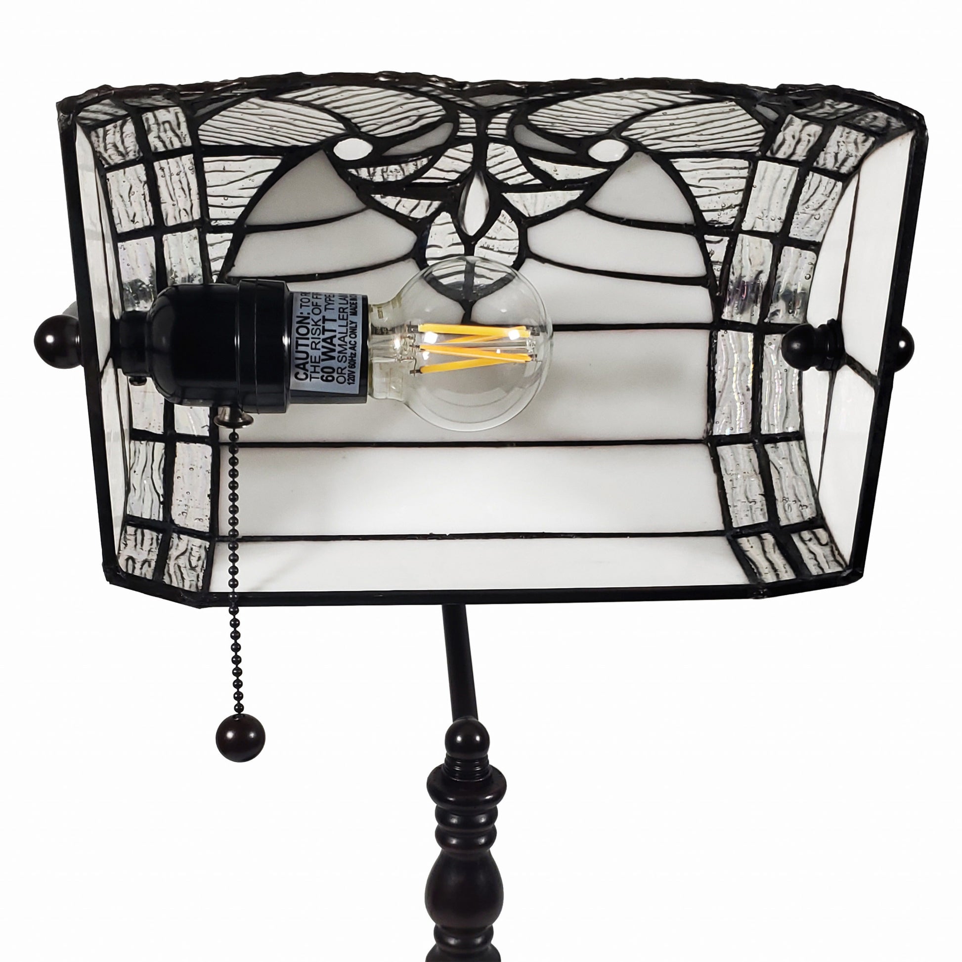 16" Tiffany Style White and Gray Banker Desk Lamp By Homeroots | Table Lamps | Modishstore - 7