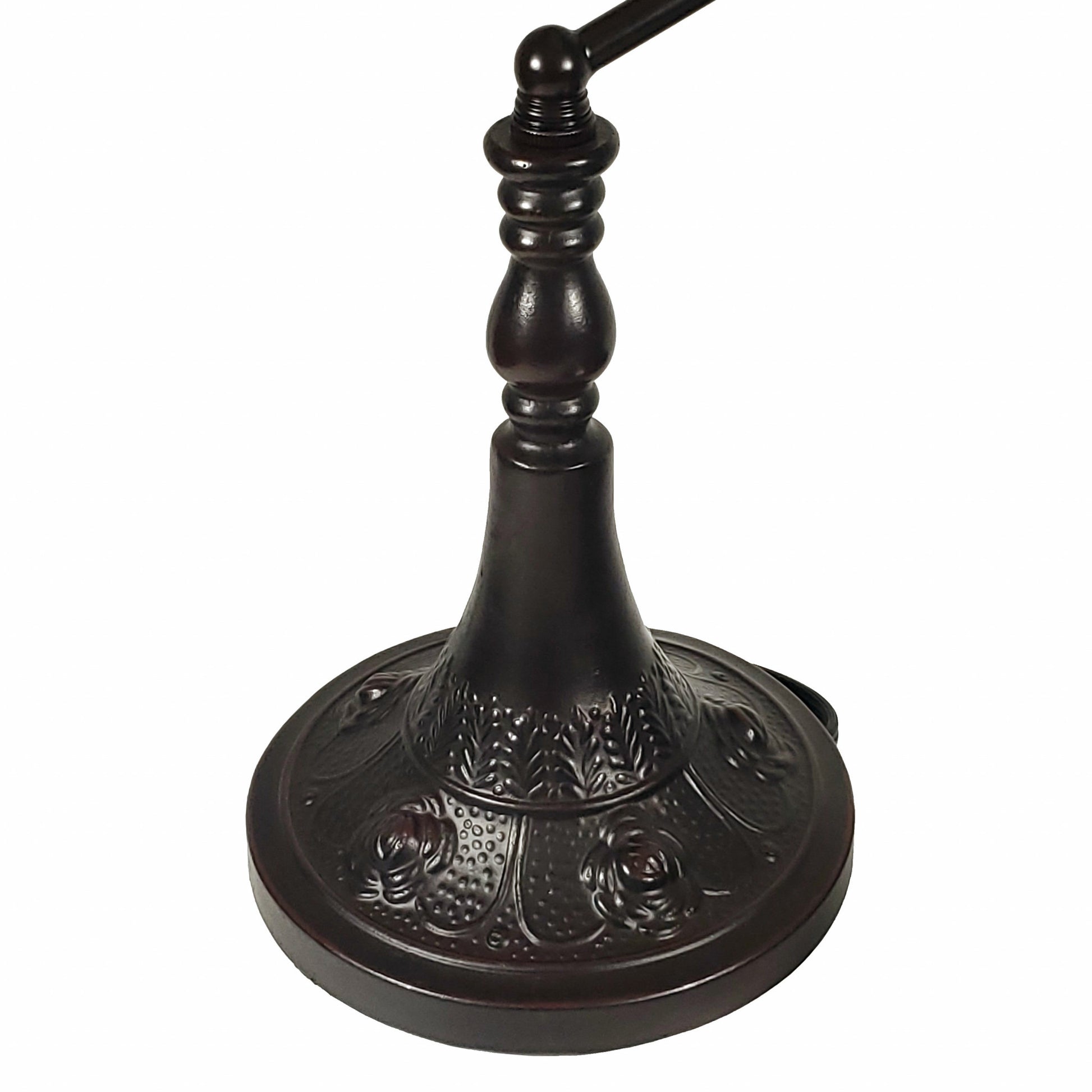 16" Tiffany Style Brown and Orange Banker Desk Lamp By Homeroots | Table Lamps | Modishstore - 7