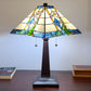 23" Stained Glass Multicolored Vintage Two Light Mission Style Table Lamp By Homeroots | Table Lamps | Modishstore