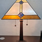 21" Amber Cream and Blue Stained Glass Two Light Mission Style Table Lamp By Homeroots | Table Lamps | Modishstore - 3