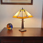 21" Amber Cream and Blue Stained Glass Two Light Mission Style Table Lamp By Homeroots | Table Lamps | Modishstore