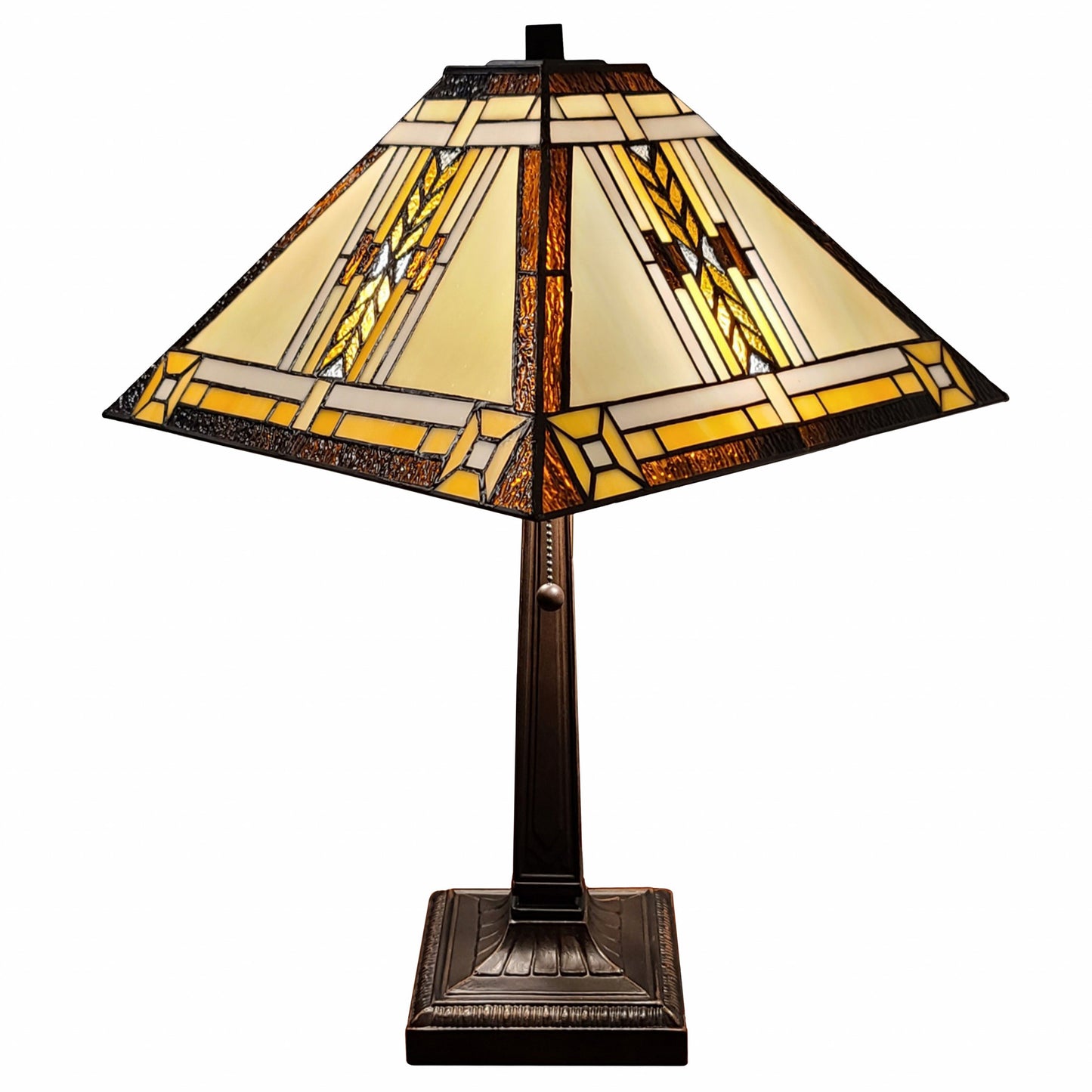 23" Stained Glass Two Light Mission Style Table Lamp with Stained Glass Shade By Homeroots | Table Lamps | Modishstore - 2