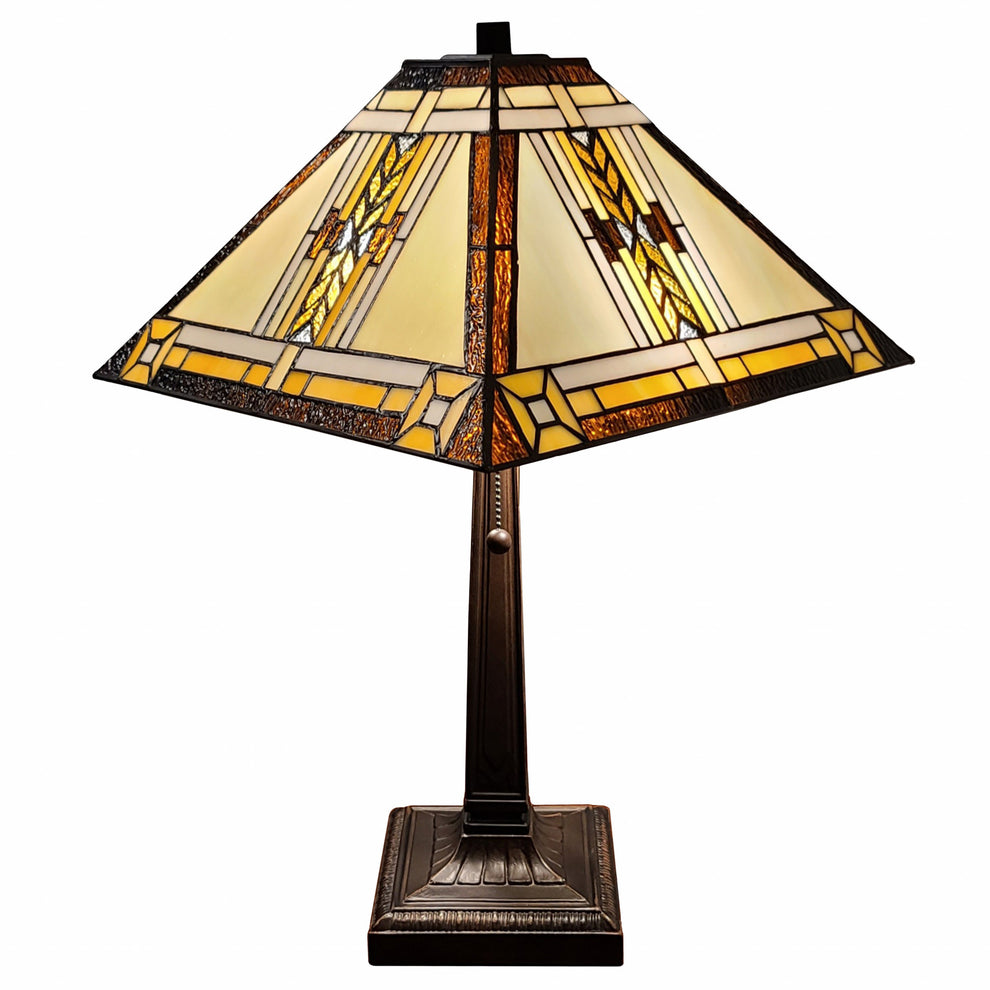 23" Stained Glass Two Light Mission Style Table Lamp with Stained Glass Shade By Homeroots | Table Lamps | Modishstore - 2