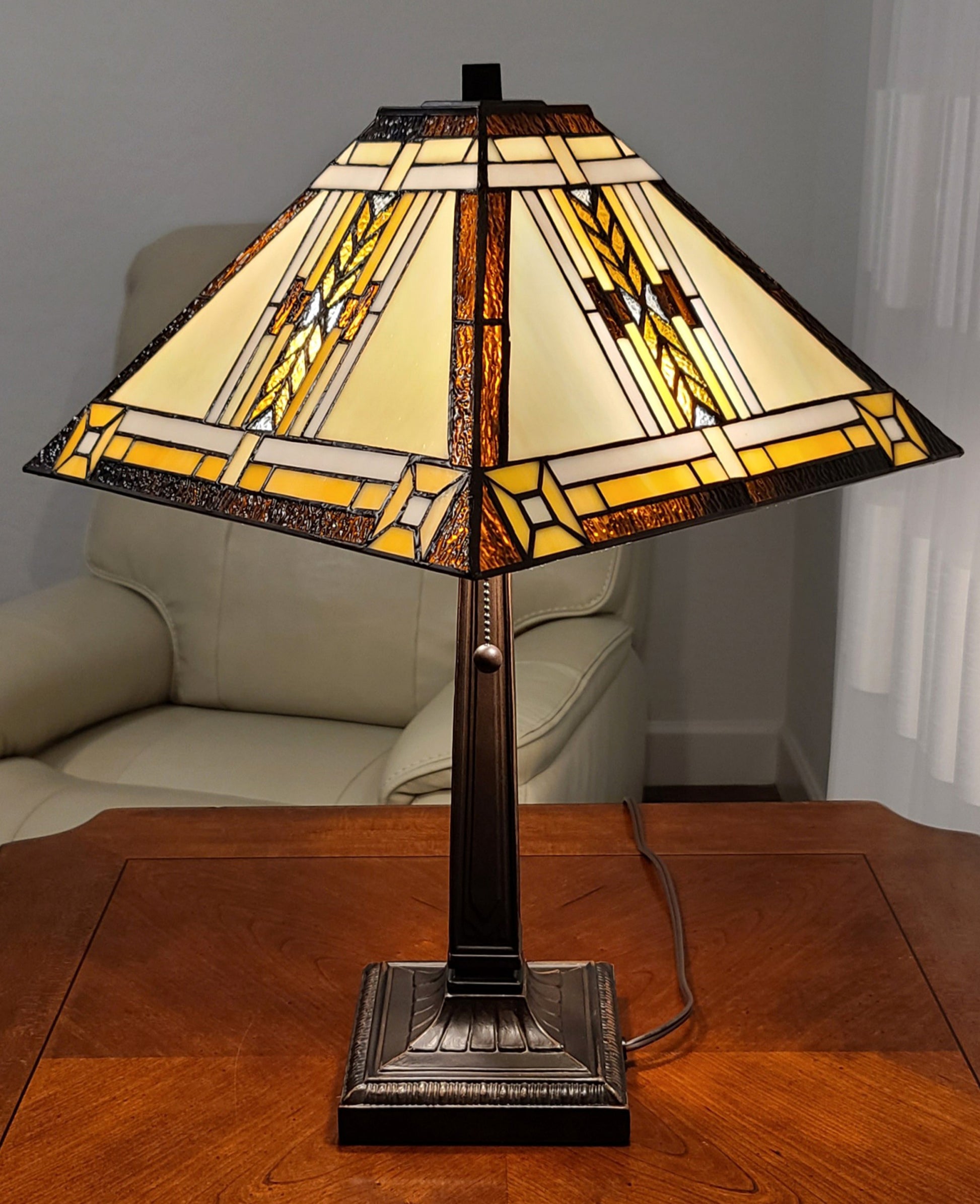 23" Stained Glass Two Light Mission Style Table Lamp with Stained Glass Shade By Homeroots | Table Lamps | Modishstore - 3