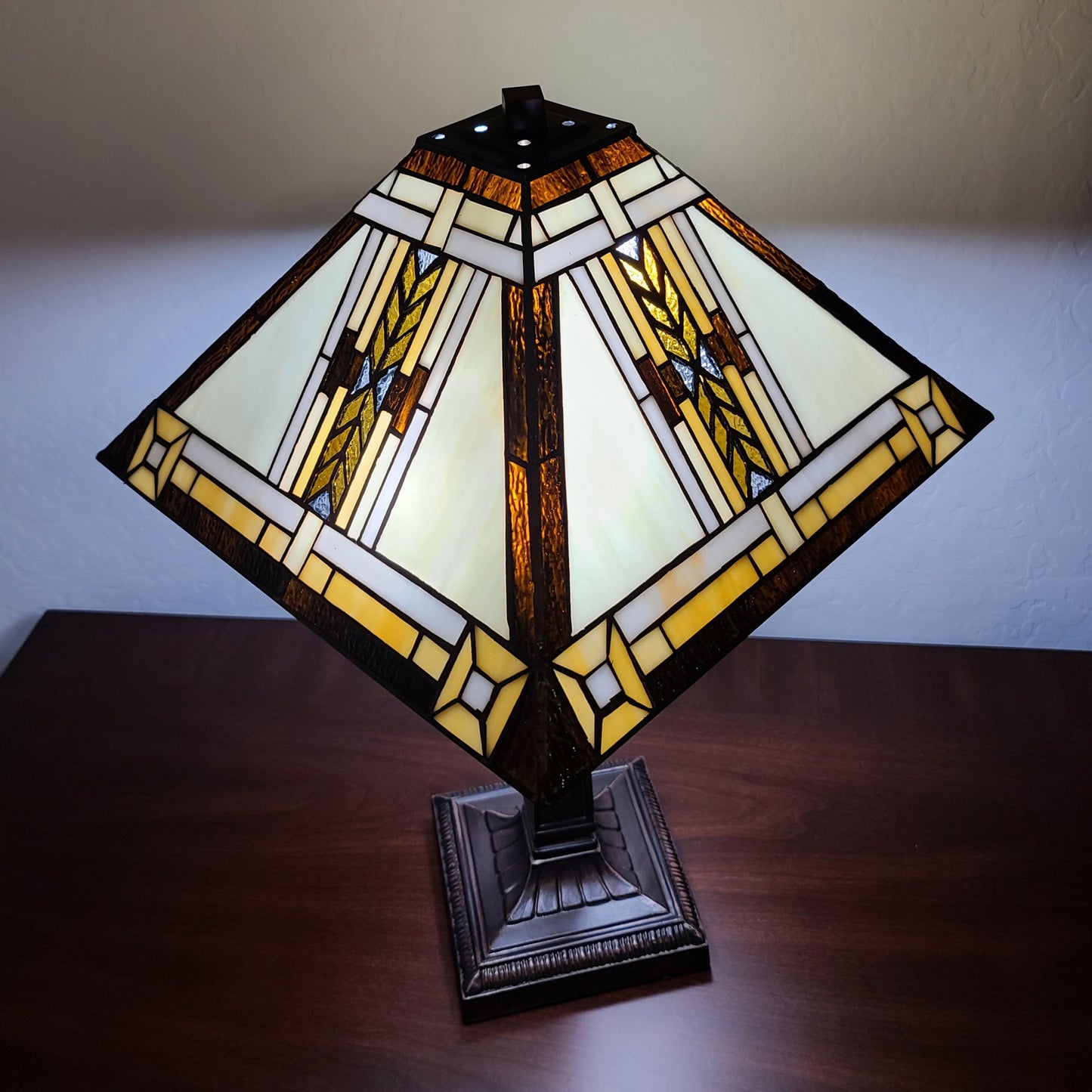 23" Stained Glass Two Light Mission Style Table Lamp with Stained Glass Shade By Homeroots | Table Lamps | Modishstore - 6