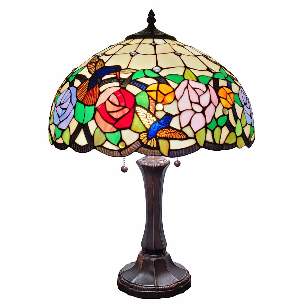 23" Stained Glass Two Light Hummingbird Accent Table Lamp By Homeroots | Table Lamps | Modishstore - 2