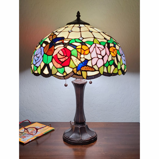 23" Stained Glass Two Light Hummingbird Accent Table Lamp By Homeroots | Table Lamps | Modishstore - 6