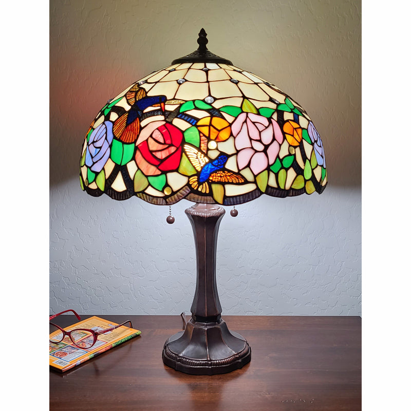23" Stained Glass Two Light Hummingbird Accent Table Lamp By Homeroots | Table Lamps | Modishstore