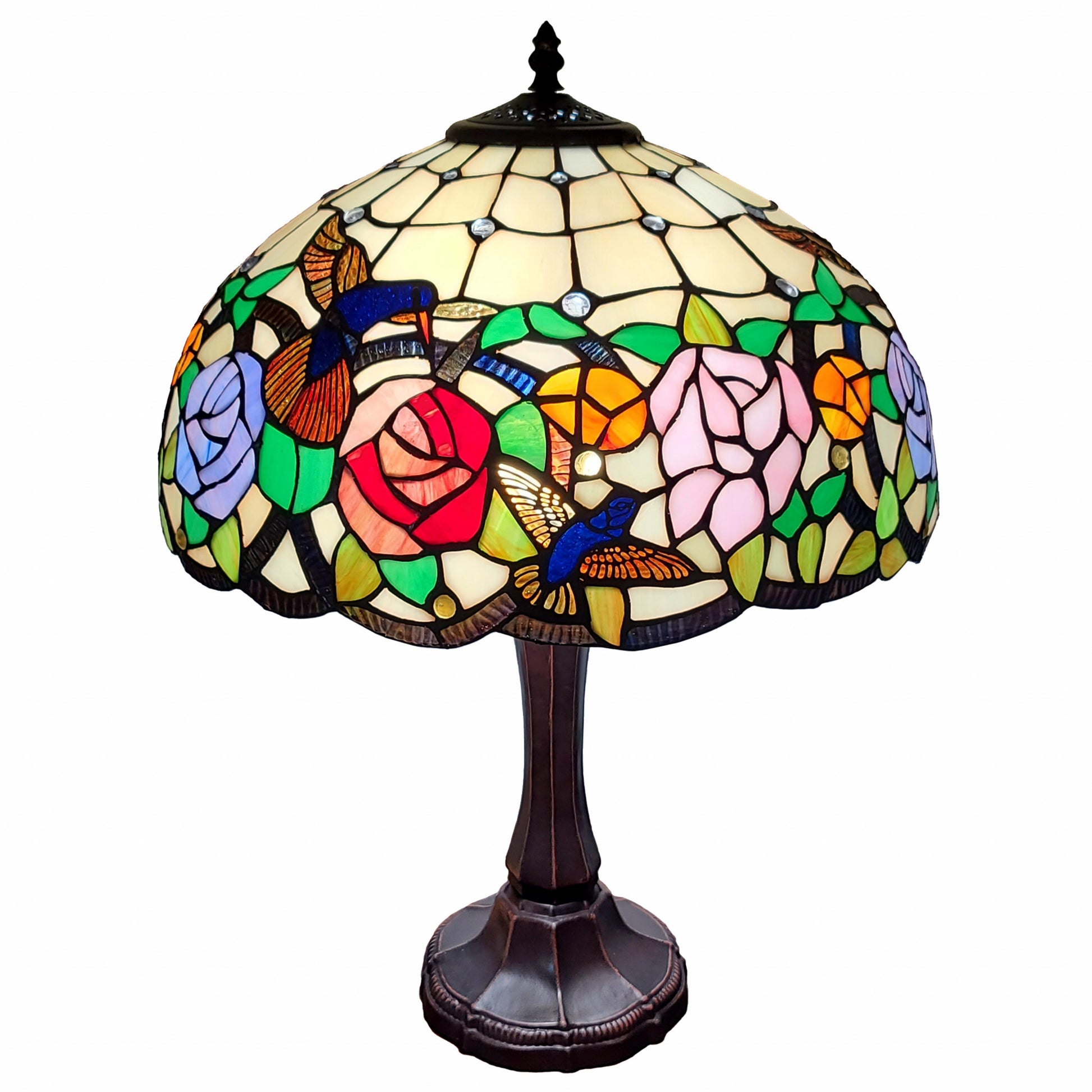 23" Stained Glass Two Light Hummingbird Accent Table Lamp By Homeroots | Table Lamps | Modishstore - 7