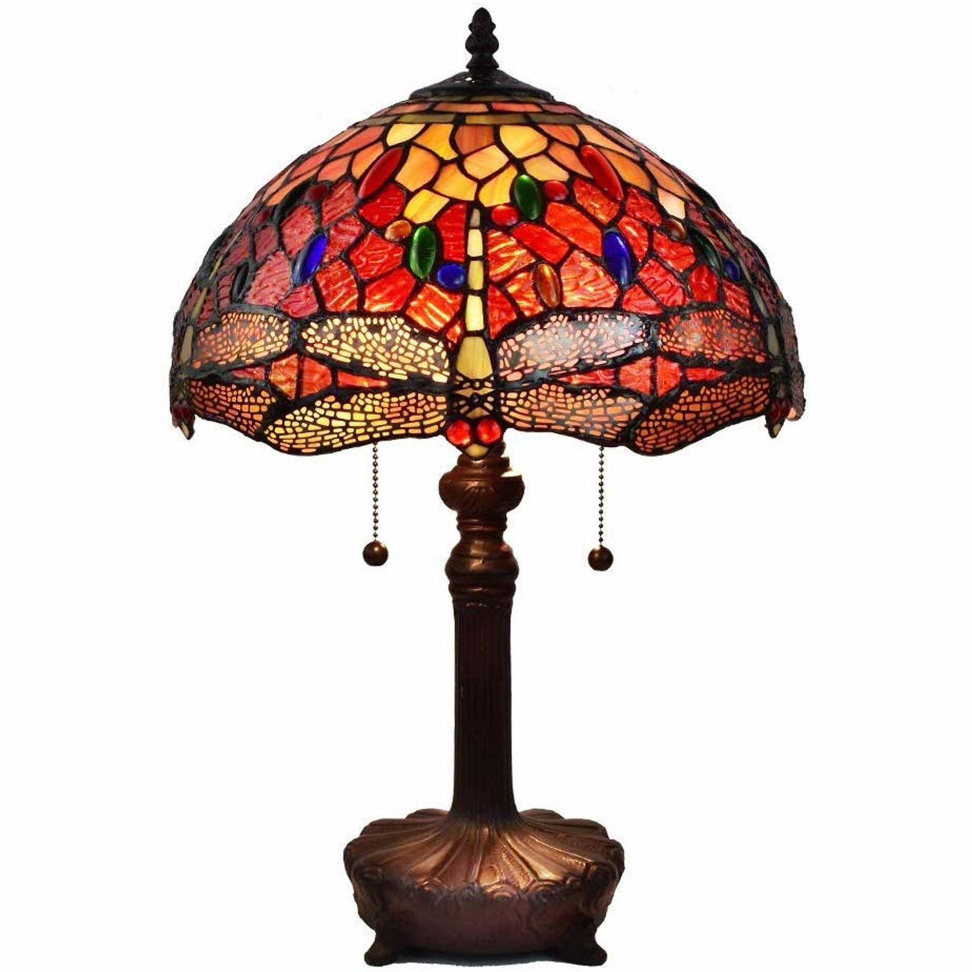 20" Stained Glass Two Light Dragonfly Accent Table Lamp By Homeroots | Table Lamps | Modishstore - 3