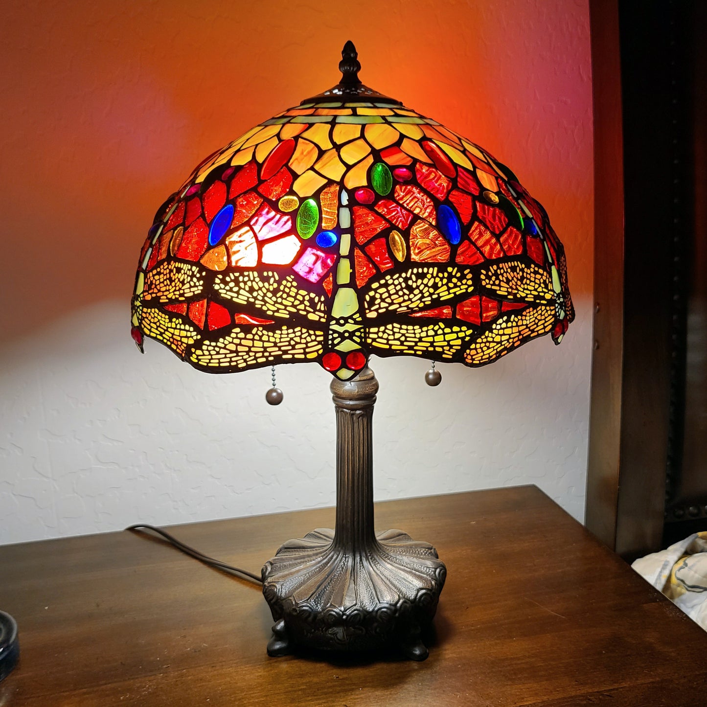 20" Stained Glass Two Light Dragonfly Accent Table Lamp By Homeroots | Table Lamps | Modishstore - 5