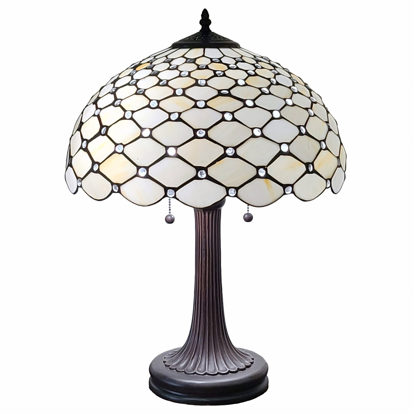 24" Stained Glass Two Light Jeweled Vintage Accent Table Lamp By Homeroots | Table Lamps | Modishstore